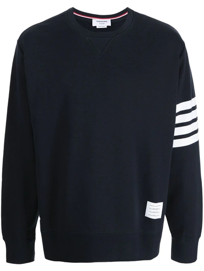 Thom Browne Four Bar-stripe Ribbed Cotton-jersey Sweatshirt In Navy