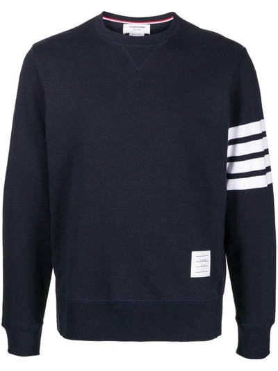 Thom Browne Four Bar-stripe Ribbed Cotton-jersey Sweatshirt In Grey