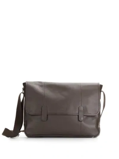 Cole Haan Leather Messenger Bag In Chocolate