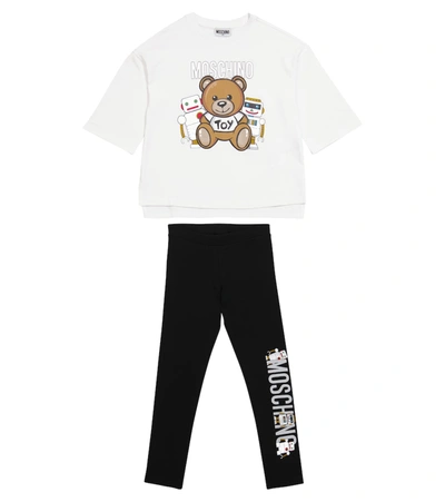 Moschino Kids' Printed Stretch-cotton T-shirt And Leggings Set In White