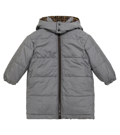 Fendi Kids' Reversible Ff Puffer Coat In Grey