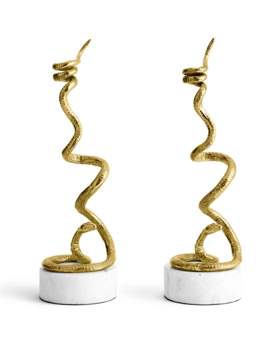 Michael Aram Safari 2-piece Candle Holder Set In Gold
