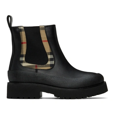 Burberry Vintage Check-detail Chelsea Boots In Black
