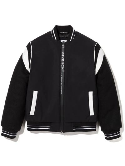 Givenchy Black And White Kids Bomber Jacket With Logo