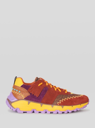 Etro Earthbeat Multicolour Sneaker With Paisley Print In Red