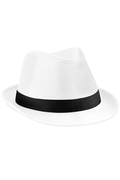 Beechfield Unisex Fedora Hat In White