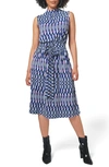 Leota Mindy Shirred Midi Dress In Blue