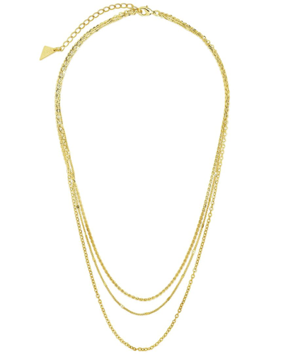 Sterling Forever Dainty Three Layer Chain Necklace In Gold