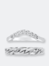 Sterling Forever Women's Figaro And Curb Chain Link Ring Set, Pack Of 2 In Grey