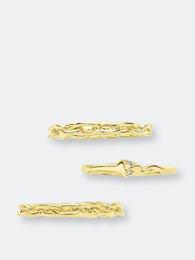 Sterling Forever Chain & Snake Stacking Ring Set In Gold