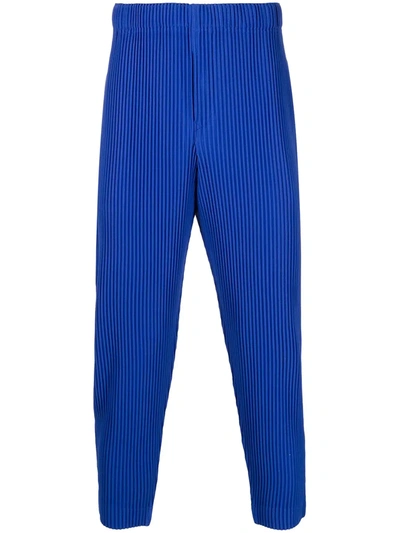 Issey Miyake Pleated Relaxed-fit Tapered Woven Trousers In Ultramarine Blue