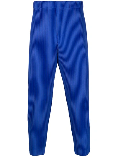 Issey Miyake Pleated Relaxed-fit Tapered Woven Trousers In 71-marin Blue