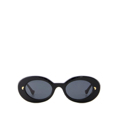 Nanushka Gimma Oval-frame Sunglasses In Black