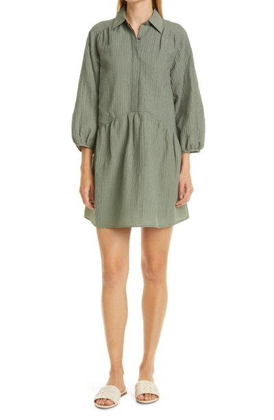 Club Monaco Puff Sleeve Mini Shirt Dress In Seaspray | ModeSens