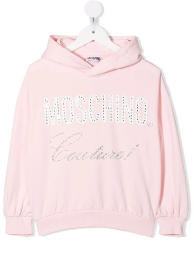 Moschino Kids' Logo-print Cotton Hoodie In Pink