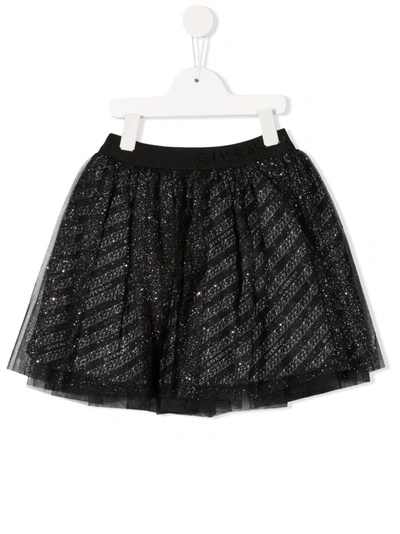 Givenchy Kids Black Tulle Skirt With G Chain Motif