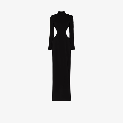 Monot Open-back High-neck Cut-out Evening Gown In Black