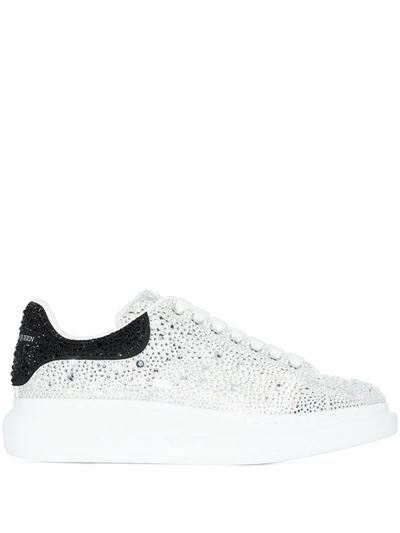 Alexander Mcqueen Oversized Crystal-embellished Trainers In Weiss