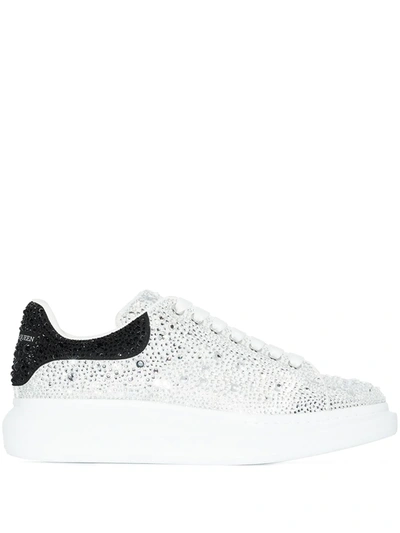 Alexander Mcqueen Oversized Crystal-embellished Sneakers In Weiss