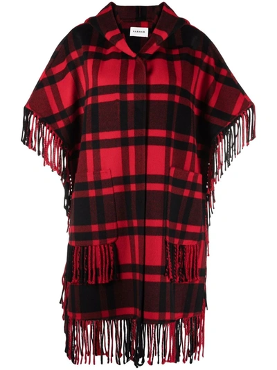 P.a.r.o.s.h Plaid-check Fringed Cape In Fantasia Rossa