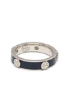 Tory Burch Tory Buch Miller Stud Enamel Ring In Tory Silver / Tory Navy