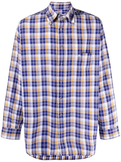 Pre-owned Burberry 2000s Check-print Shirt In Blue