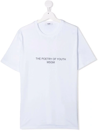 Msgm Teen Logo-print T-shirt In White