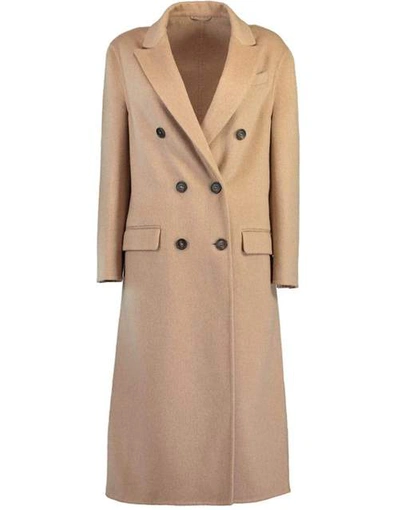Brunello Cucinelli Brown Double-breasted Cashmere Coat In Braun