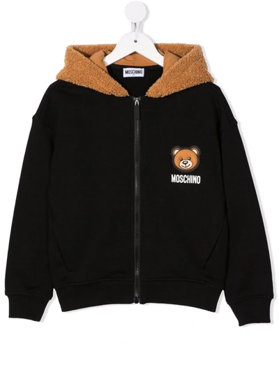 Moschino Kids' Teddy-bear Logo Hoodie In Schwarz