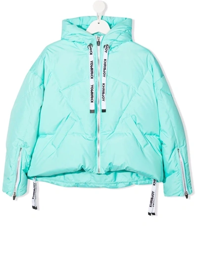Khrisjoy Kids' Logo Drawstring Down Jacket In Blue
