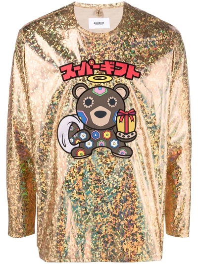 Doublet Holographic-print Long-sleeved T-shirt In Gold