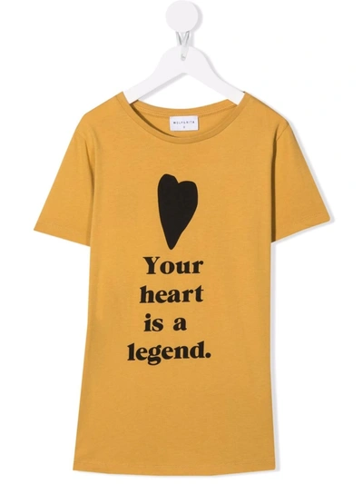 Wolf & Rita Yellow Sebastiào T-shirt For Kids With Heart In Yellow