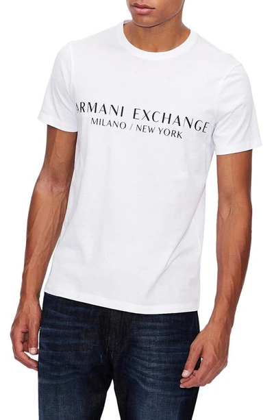 Armani Exchange Milano/new York Logo Graphic Tee In White