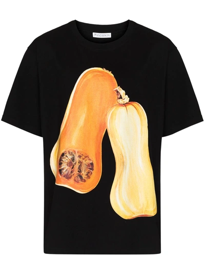 Jw Anderson Pumpkin-print Short-sleeve T-shirt In Black