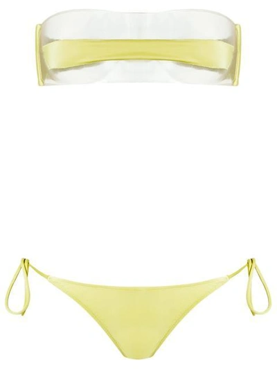 Adriana Degreas Sheer Top Bikini Set In Green