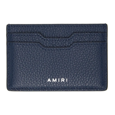 Amiri Iconic Embossed Leather Card Holder Blue In Navy