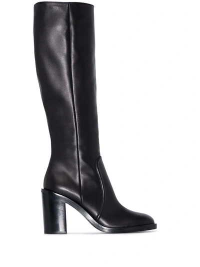 Gianvito Rossi Black 85 Knee-high Leather Boots