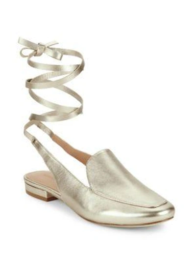 Sigerson Morrison Ankle-tie Leather Shoes In Gold