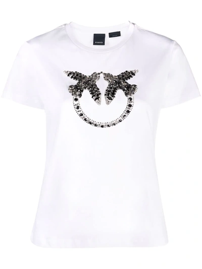 Pinko Logo-embellished T-shirt In Weiss