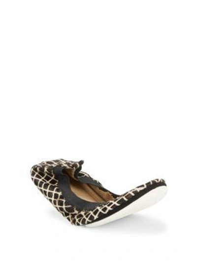 Yosi Samra Fur & Leather Slip-on Flats In Black