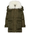 Yves Salomon Army Shearling-trimmed Down Coat In Green