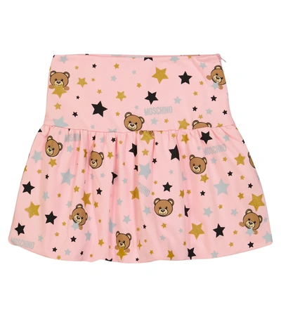 Moschino Kids' Printed Stretch-cotton Skirt In Pink