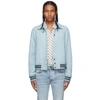 Amiri Embroidered-logo Wool Bomber Jacket In Ice Blue