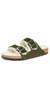 Birkenstock Arizona Shearling Lined Sandal In Dark Green