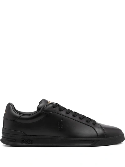 Polo Ralph Lauren Leather Heritage Court Ii Trainers In Black