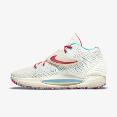 Nike Kd14 Basketball Shoe In Cashmere,white,turquoise Blue,multi-color