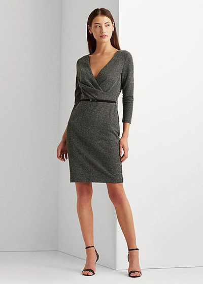 Lauren Ralph Lauren Birdseye-knit Jacquard Dress In Black/ivory Marl