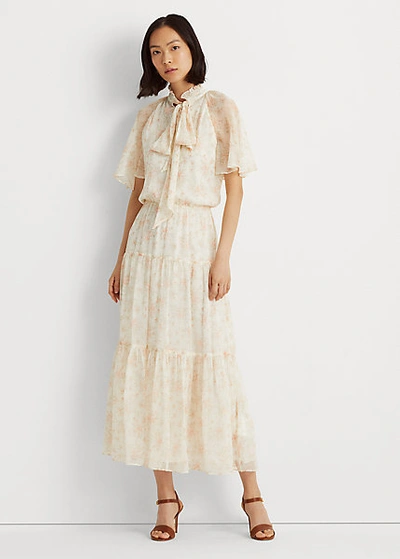 Lauren Ralph Lauren Floral Georgette Dress In Cream/multi