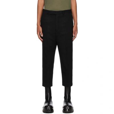 Rick Owens Mens Black Astaires Relaxed-fit Wool-blend Trousers 34