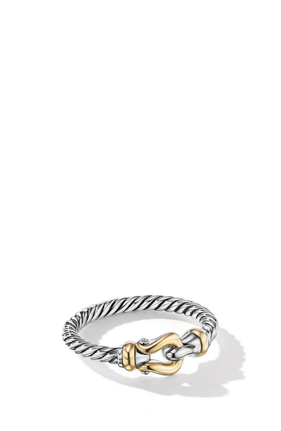 David Yurman Petite Buckle Ring With 18k Yellow Gold